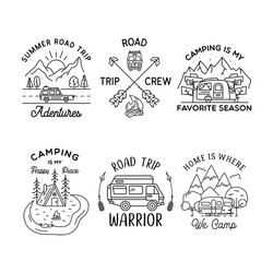 Camping Line Art Badge Set Vector Image