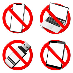 Not use digital devices set of prohibition sign vector