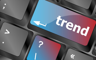 trend button on computer keyboard business vector image
