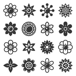 Floral Icon Set - Diverse Flowers Vector Image