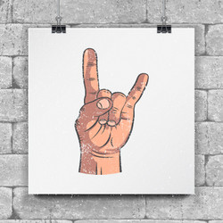 rock and roll hand sign hand-drawn icon horns up vector