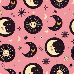 Seamless pattern with celestial whale Royalty Free Vector