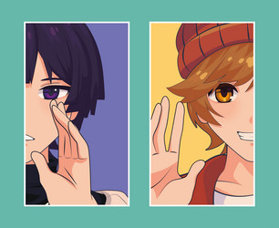 anime boys face closeup vector