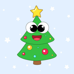 christmas trees decorated with balls wit vector