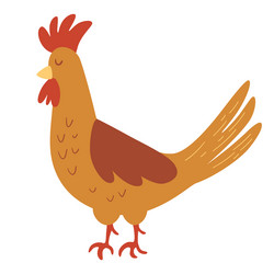 rooster cock farm pet cartoon isolated element vector