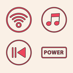 set power button wi-fi wireless internet network vector image