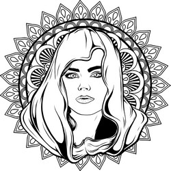 woman face beautiful girl with long wavy Vector Image