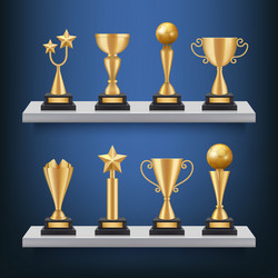 awards shelves trophies medals and cups vector