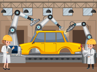 Car manufacturing automation concept vector