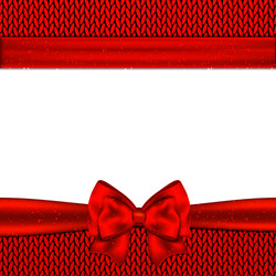 Red bow on knitted background Royalty Free Vector Image