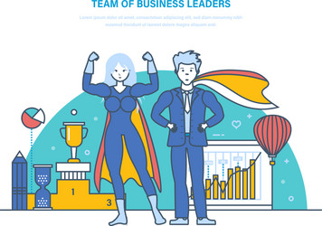 Team business leaders cartoon characters vector