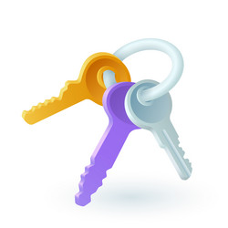 3d cartoon style bunch of keys icon on white vector