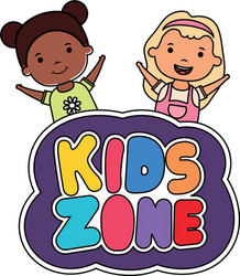 cute little interracial girls with kids zone vector