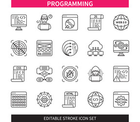 Programming Icon Set - Editable Strokes vector image