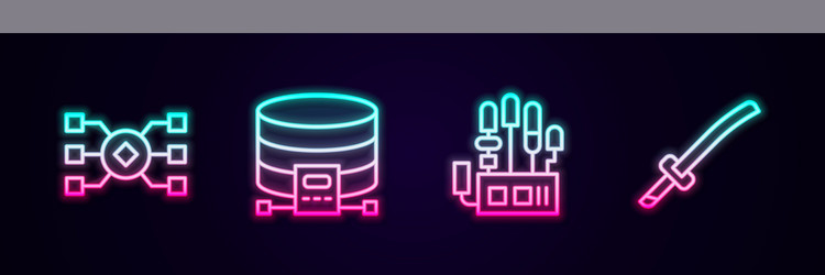 set line neural network cloud database vector image