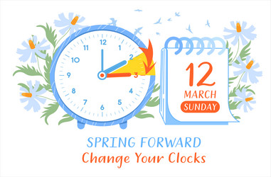 Premium Vector  Daylight saving time march 12 2023 concept clock