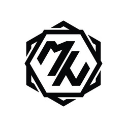 Mn logo monogram hexagon shape with triangle Vector Image