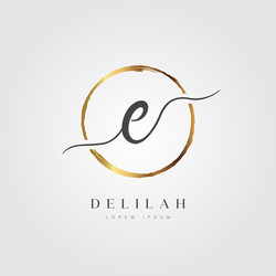 E golden gold feather letter logo icon design Vector Image