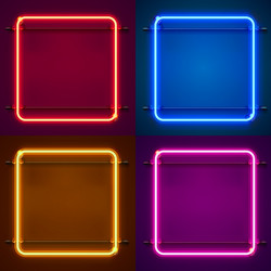 Neon frame sign in the shape of a square vector