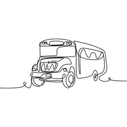 one line drawing of school bus single continuous