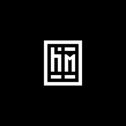 hm initial logo with square rectangular shape vector image