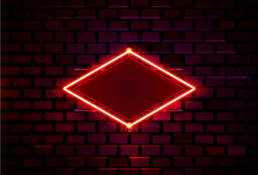 Neon frame on a brick colored wall template vector