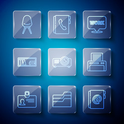 set line identification badge document folder vector image