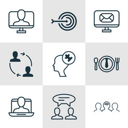 set of 9 business management icons includes vector