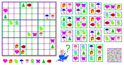 Logic sudoku game need to complete puzzle vector