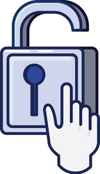 Safe secure padlock with hand pointer mouse vector