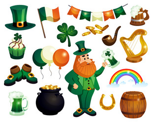 saint patricks icon set vector