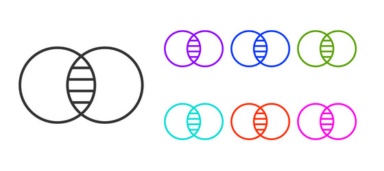 Black line mathematics sets a and b icon isolated vector