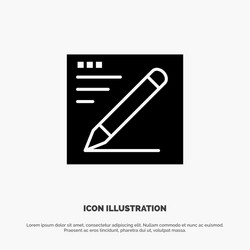 Browser pencil text education solid black glyph vector