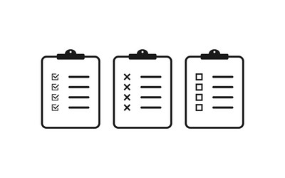 Clipboard with checkmark cross and empty box vector