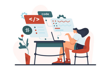 software backend development work process vector image