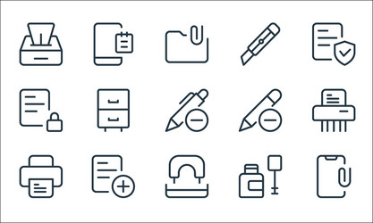 work office supply line icons linear set quality vector