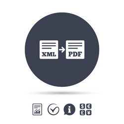 Export xml to pdf icon file document symbol vector