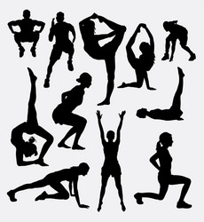 Female Pilates Silhouette Vector Image