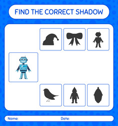 Find the correct shadows game with robot toy vector
