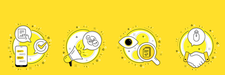 handout statistics and document icons set swipe vector image