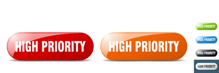 High priority button key sign push set vector