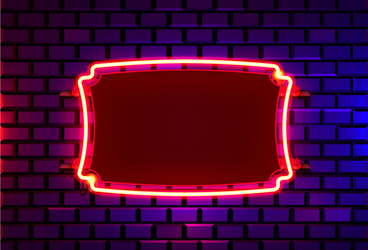 Neon frame on a brick colored wall template vector