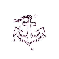 hand drawn anchor doodle sketch vector