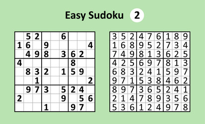 sudoku game with answers easy complexity simple vector image