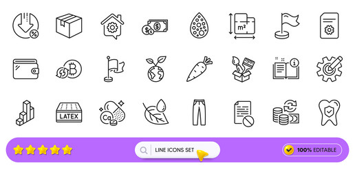 manual pants and save planet line icons for web vector image