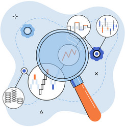 bar chart viewed through magnifier concept vector image