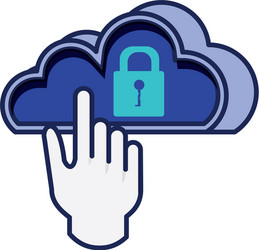 Cloud computing with hand pointer mouse vector