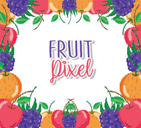 fruit pixel cartoons vector