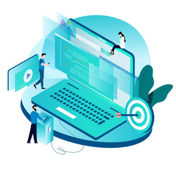 modern isometric concept for coding vector image