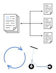 document workflow process with scooter vector image